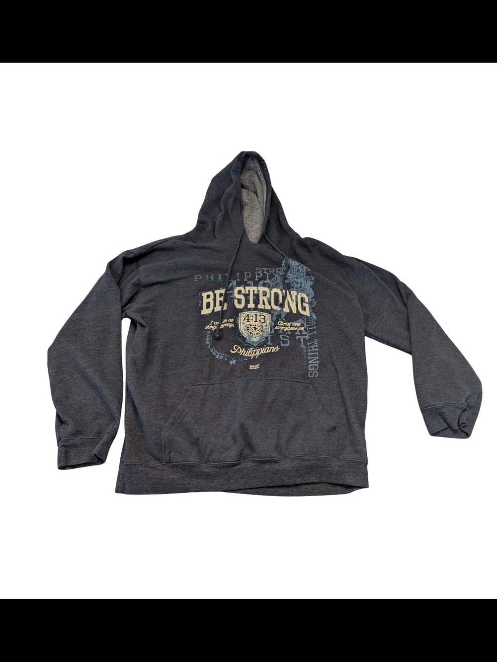 EUC Kerusso Adult XL Be Strong Philippian Religious Christian Hooded Sweatshirt